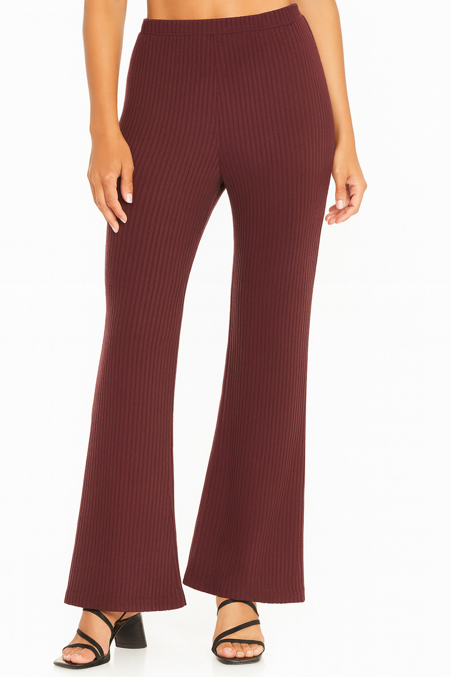 n:Philanthropy Ribbed Knit High Rise Pull On Wide Leg Pants Red XS NWT
